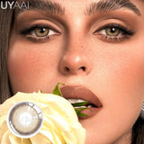 Qfdian  1 Pair Colored Contact Lenses Natural Brown 14.5mm Big Eyes Contacts Cosmetics Green Eye Color Lens Gray Lens Women Makeup