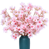 Qfdian  Artificial Peach Blossom Party Decorations Fake Flowers Fake Plants Silk Flowers Arrangement for Wedding Home Office DIY Decor