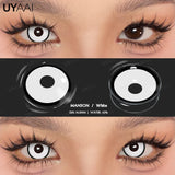 Qfdian 1 Pair Cosplay White Colored Contact Lenses Black Lenses Halloween Beauty Makeup Lens Vampire Red Lenses Anime Colorcon