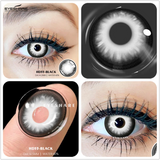 Qfdian Cosplay Contact Lenses 1Pair Colored Contact Lenses for Eyes Black Lenses White Eye Lenses Contact Lenses for Halloween