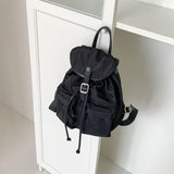 Qfdian  Vintage Simple Fashion All Match Backpack Casual Nylon Drawstring Women Schoolbags Pleated Y2k Aesthetic Backpacks for Students