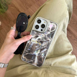Qfdian Blue water-wave motting summer fundas for iphone 14pro 12 13 15promax 15 15pro 14 pro max 13pro 12pro ilvery frame phone case