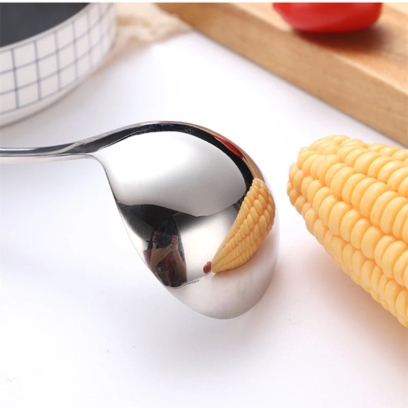 Qfdian Stainless Steel Thickening Spoon Creative Long Handle Hotel Hot Pot Spoon Soup Ladle Korean Soup Scoop Home Kitchen Tools