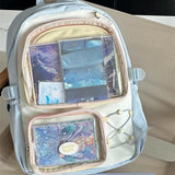 Qfdian High-capacity Y2k Aesthetic Star Print Schoolbags Transparent All Match Casual Ita Bags Sweet Preppy Backpacks for Women Student