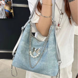 Qfdian Korean Office Lady Elegant Women's Handbags All Match Chain Chic Y2k Aesthetic Underarm Bag Casual Trendy Fashion Shoulder Bags