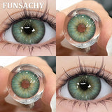 Qfdian 2pcs Blue Color Contact Lenses Natural Contact Lenses for Eyes Beautiful Eyes Lens Cosmetic Pupils Green Colored Lens