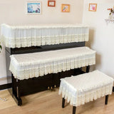 Qfdian  3PCS High End Piano Cover Set of 3 Pieces Lace Dustproof Piano Cover Quilted Not Easily Deformed Piano Bench Cover