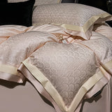 Qfdian Lyocell Cotton Jacquard Soft Silky Luxury Bedding Set Queen King Size Duvet Cover Set Bed Sheet/Fitted Sheet Pillowcases 4Pcs