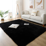 Qfdian White Fluffy Hall Carpet Modern Living Room Bedroom Home Decor Large Mats Thickened Non-Slip Girl Children's Room Pink Furry Rug