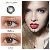 1 Pair/2pcs Fashion Natural Brown Lenses 14mm Colored Contact Lenses For Eyes Small Beautiful Pupil with Myopia Degree
