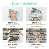 Qfdian  10pcs 3D Wall Sticker Self-adhesive Faux Brick Wall Panel Peel and Stick Kitchen Tile Backsplash Bathroom Wall Tile Sticker