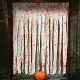 Qfdian  85" x 60" 2pcs Halloween Door Curtain Decoration with Bloody Hand Prints - Bloody Doorway Curtain Halloween Creepy Cloth for Ha