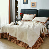 Qfdian 3/5Pcs Luxury European Knitted Cotton Embossing Quilted Bedspread, Bed Cover, Mattress Topper Coverlet, Bed Sheet, Pillowcases