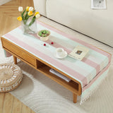 Qfdian  ‌New Nordic Solid Stripe Tablecloth Modern Minimalist Tassel Trim Dustproof Durable Decoration Mats Home Desk Dining Table Cloth