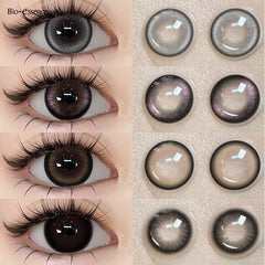 Qfdian 1 Pair Big Eyes Black Lenses 14.5MM Korean Natural Lenses Color Contact Lenses Eyes with Gray Beautiful Pupil Lentes