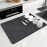 Qfdian  Diatomaceous Earth Absorbent Kitchen Mat Quick Dry Dish Pad Non Slip Countertop Protector Washable Reusable Easy Clean Home Use