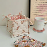Qfdian Ins Style Cute Quilted Storage Basket Desktop Storage Basket Storage Box Cosmetics Snacks Small Sundries Organizing Bag