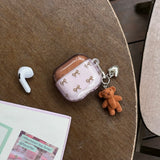 Qfdian  Pink Brown Bow Suitable For Airpods 4 Protective Case Airpods Pro 3 Generation Headphone Case Wireless Bluetooth Protective Case