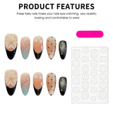Qfdian  10Pcs INS Almond Shaped Handmade Fake Nails With 3D Floral Decor Gradient Cat-eye Press on Nails Fashion False Nail Patches