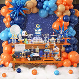 Qfdian  107pcs Orange and Blue Latex Balloon Set Suitable for Birthday Parties, Weddings, Valentine's Day Party Decoration