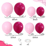 Qfdian  100pcs Hot Pink Maca Pink Balloons Arch Kit for Wedding, Birthday, Baby Shower, Princess Theme Party Decorations