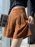 Qfdian  Fall Winter Chenille Shorts Women High Waist Wide Leg Loose Casual Irregular Shorts Female New Zipper Shorts Girly Fashion