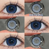 Qfdian  1 Pair Halloween Contact Lenses Beauty Eye Color Lenses Cosplay Pupils Myopia Lens with Prescription Natural Blue Lens