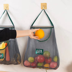 Qfdian Reusable Storage Bags Kitchen Hanging Mesh Bag Home Fruit And Vegetable Storage Net Bag For Ginger Garlic Potatoes Onions