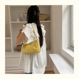 Qfdian Korean Chic Office Lady Shoulder Underarm Bag Elegant Pleated Casual Bags for Women Sweet Y2k Aesthetic Fashion Simple Handbags