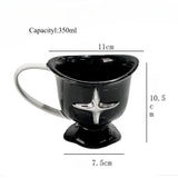 Qfdian  Minimalist Four Star Mug Cup Multi Functional Breakfast Oat Cup Desktop Ceramic Decorations Coffee Shop Dessert Container