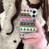 Qfdian Shiny christmas winter print shell for iphone 15pro 14promax 14 13 15 16 pro max 13promax 16pro cute colorful chain phone case