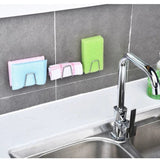 Qfdian Kitchen Sink Accessories organizer shelf Sponges Drain Drying Rack Stainless Steel Kitchen Sponges Holder Self Adhesive Sink