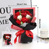 Qfdian  Artificial Soap Flower Preserved Bouquet Rose Realistic Mothers Day Valentines Day Anniversary Wedding Romantic Gift Decoration