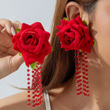 Qfdian  Stylish and unique large flower vacation earrings