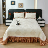 Qfdian 3/5Pcs Luxury European Knitted Cotton Embossing Quilted Bedspread, Bed Cover, Mattress Topper Coverlet, Bed Sheet, Pillowcases