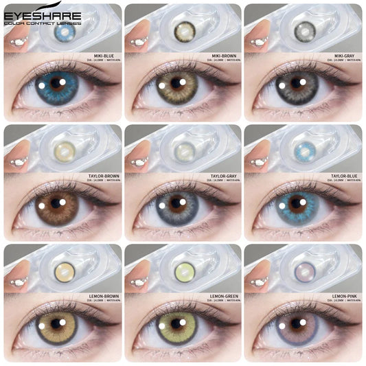 EYESHARE 2pcs Natural Color Contact Lenses for Eyes Colored Contact Lenses for Eyes Color Lenses Yearly Beautiful Colored Lenses