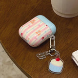 Qfdian New Cartoon Cute Bear Bowknot Silicone Shockproof Protection Case for AirPods Pro 2 for AirPods 4 3 2 1 Soft Cover Cake Pendant