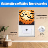 Qfdian  Bat Night Light, Halloween Moon Nightlight Plug into Wall, LED Lamp Suitable for Bedrooms, Kitchens, Toilets, Etc.Auto Sensor D