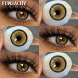 Qfdian  1 Pair Natural Color Contact Lenses for Eyes Brown Lenses Colorcon Korean Lens Yearly Beautiful Grey Eyes Big Black Len
