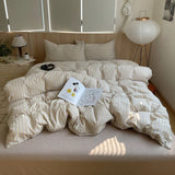 Qfdian  Ins Nordic Bedding Set Striped Pure Cotton Duvet Cover Set Skin-Friendly Single Twin Full Queen Size Flat & Fitted Sheets Set