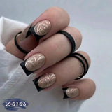Qfdian  24pcs Glitter Short Square Fake Nails Sets Rhinestones French Design False Nail Tips Reusable Pink Press on Nails Tips Manicure