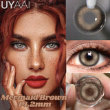 Qfdian  1 Pair Colored Contact Lenses Natural Brown 14.5mm Big Eyes Contacts Cosmetics Green Eye Color Lens Gray Lens Women Makeup