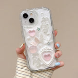 Qfdian Korea Silve 3D Butterfly Cartoon Heart Phone Case For iPhone 16 15 14 13 12 Pro Max Luxurious Lovely Soft Shockproof Back Cover