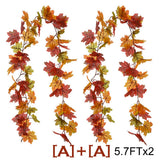 Qfdian  2/3pcs Artificial Maple Leaf Fall Garland Autumn Leaves Hanging Vines Thanksgiving Halloween Wedding Home Decorations 5.7Ft Each