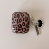 Qfdian fashion luxury transparent leopard print pattern black love heart Pendant for airpods 4 3 1 pro 2 soft silicone protection case