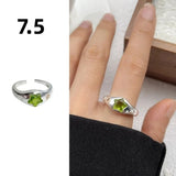 Qfdian  Minimalist Handmade Zircon Ring Simple Design Retro Texture Crystal Ring Irregular Shape Matte Finish Gemstone Ring