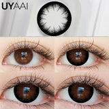 Qfdian  2PCS Color Contact Lenses (Pearl Series) Brown Natural Lenses Gray High Quality Eye Contacts 14.5mm Big Pupil Beauty Lense