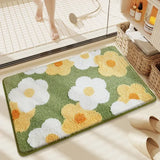 Qfdian  Non-Slip High-Absorbency Microfiber Bath Mat - Floral Plush Bathroom Rug, Thickened Fashionable Home Decor