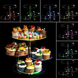 Qfdian  4-Tier Acrylic Paper Cup Holder with Led 灯, Colorful Round Paper Cup Holder, Birthday Anniversary, Wedding Party Decoration