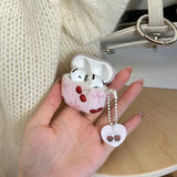 Qfdian  Pink Bow Cherry Suitable For Iphone Headphone Protective Case Airpods4 Wireless Bluetooth Headphone Case Airpodpro2